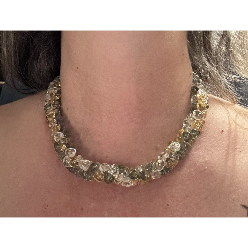 Antica Murrina Venezia Murano Glass Cluster Collar Necklace Italy Amber Gray
